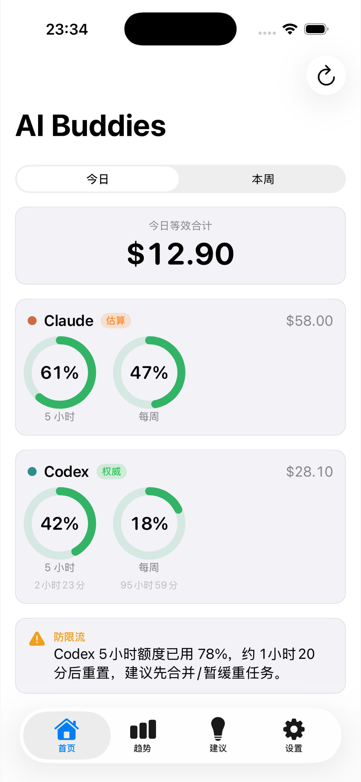 iOS home usage summary